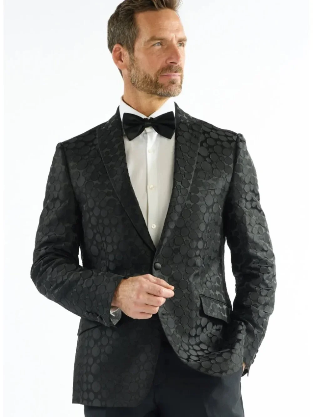 Dotted Jacquard Evening Jacket SAVILE ROW CO - NWT - Size 40 Regular, BLACK